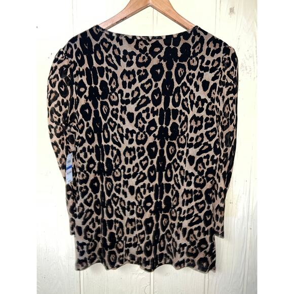 Sexy Sheer Mesh Puff Sleeve X-Large TOP Animal Print Blouse INC. XL Cheetah NEW - Picture 5 of 7